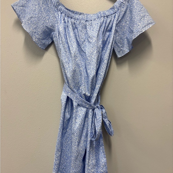 Michael Kors Blue and White Floral Off Shoulder  Sundress Graduation Baby shower - Picture 4 of 9